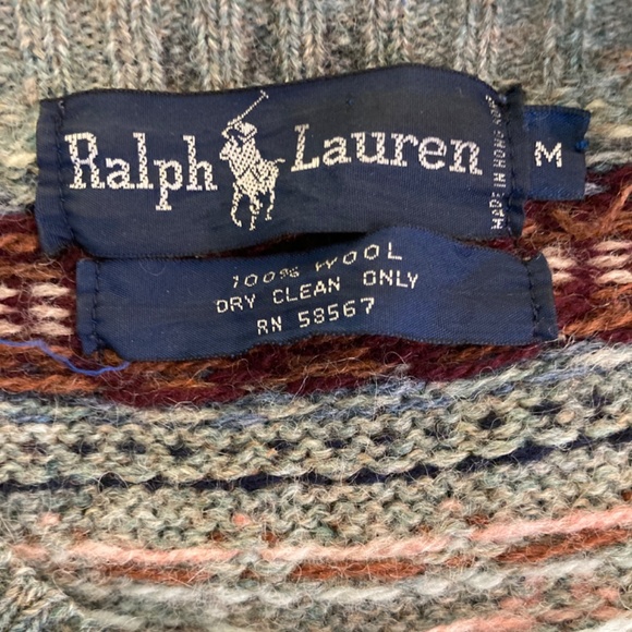 Vintage Ralph Lauren Wool Fair Isle Cardigan / M - Picture 4 of 4
